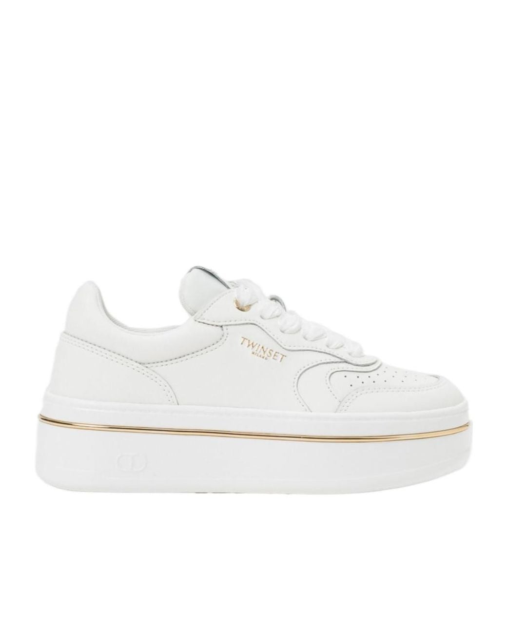 Twinset White Lace-Up Platform Sneakers