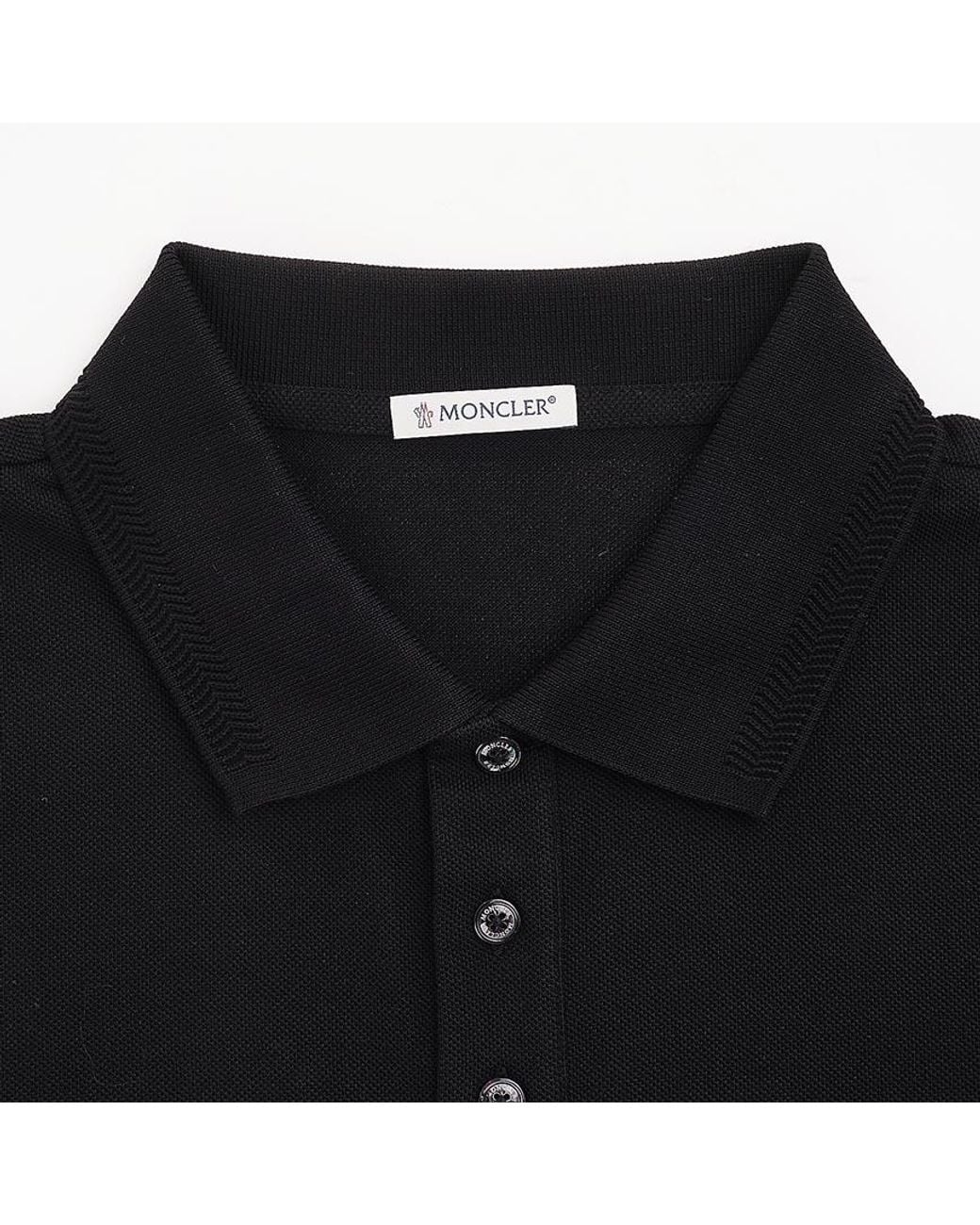 Moncler Black Logo Patch Short-Sleeved Polo Shirt for men