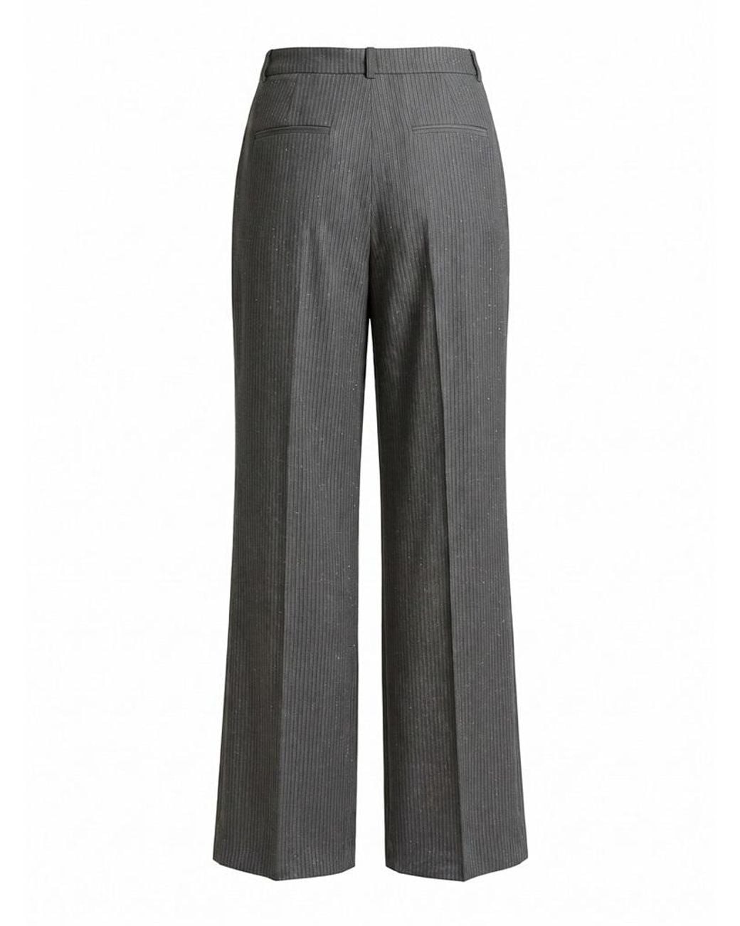 Peserico Gray Ribbed Wide-Leg Pants