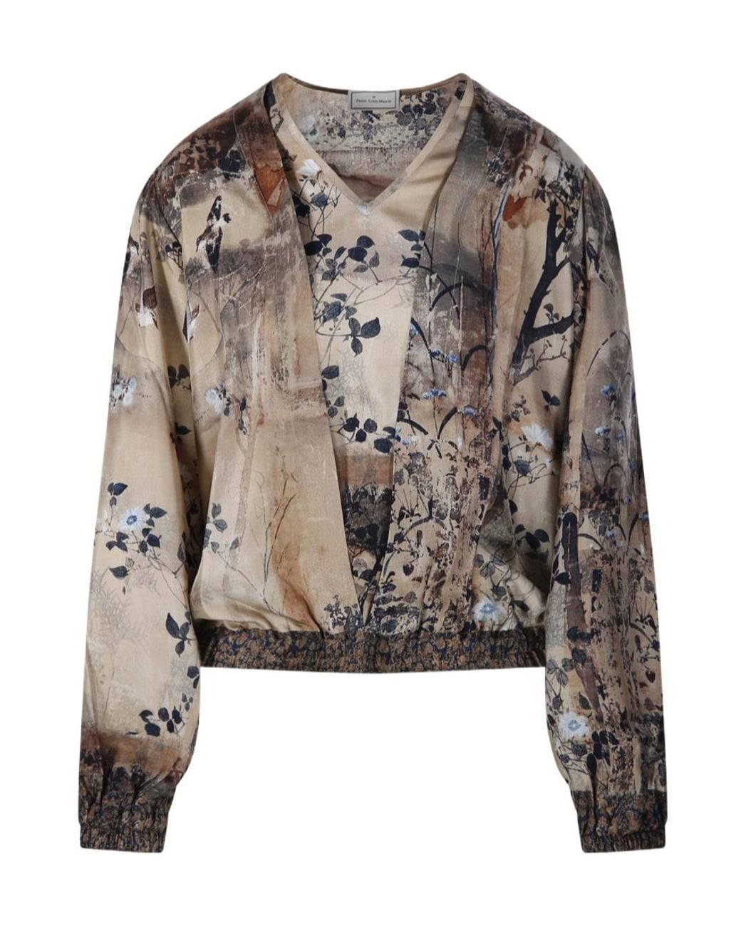 Pierre Louis Mascia Brown Aloes Printed Long-Sleeve Top