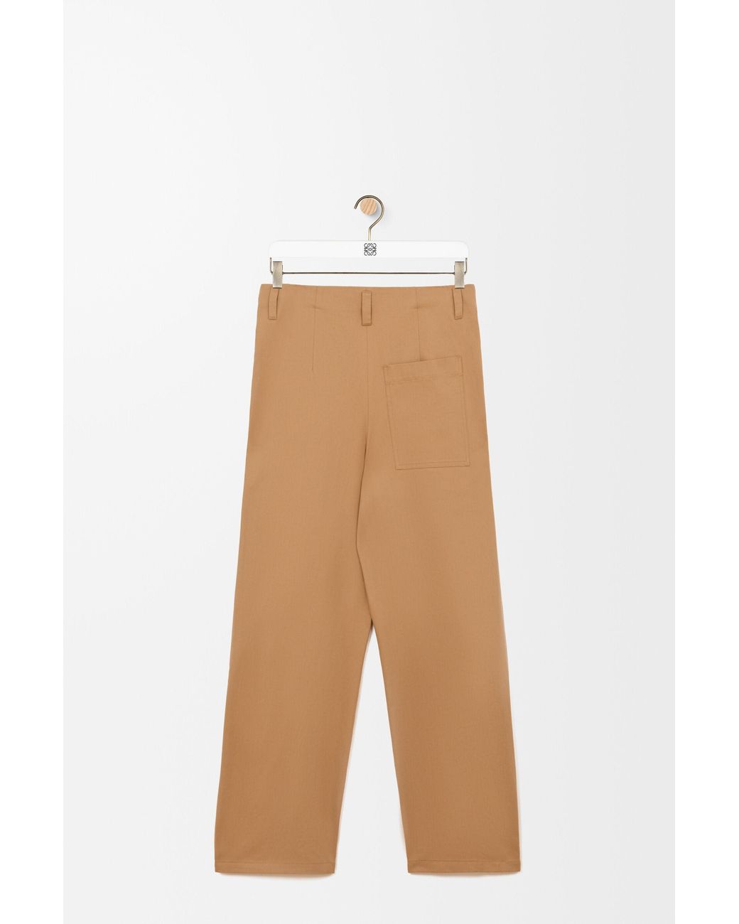 Loewe Natural Pleated Leather-Patch Trousers for men