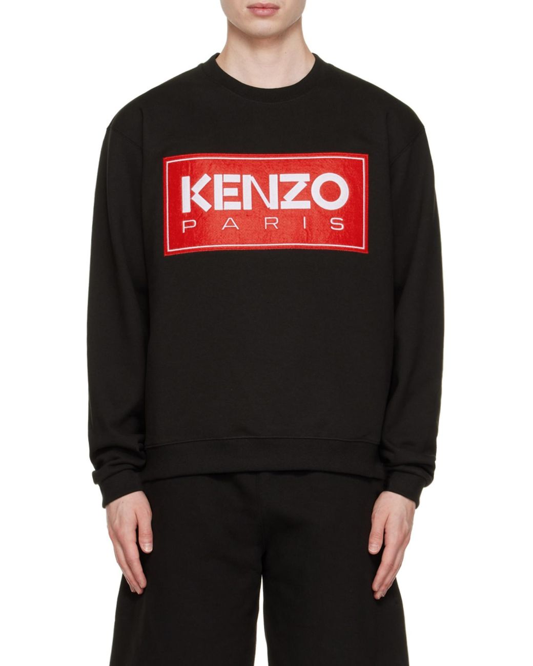 KENZO Red Logo Patch Ribbed Crewneck Sweatshirt for men