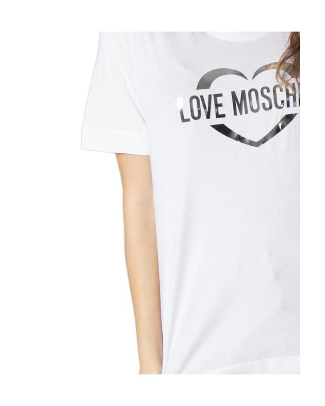 Moschino White Logo-Print Cotton T-Shirt