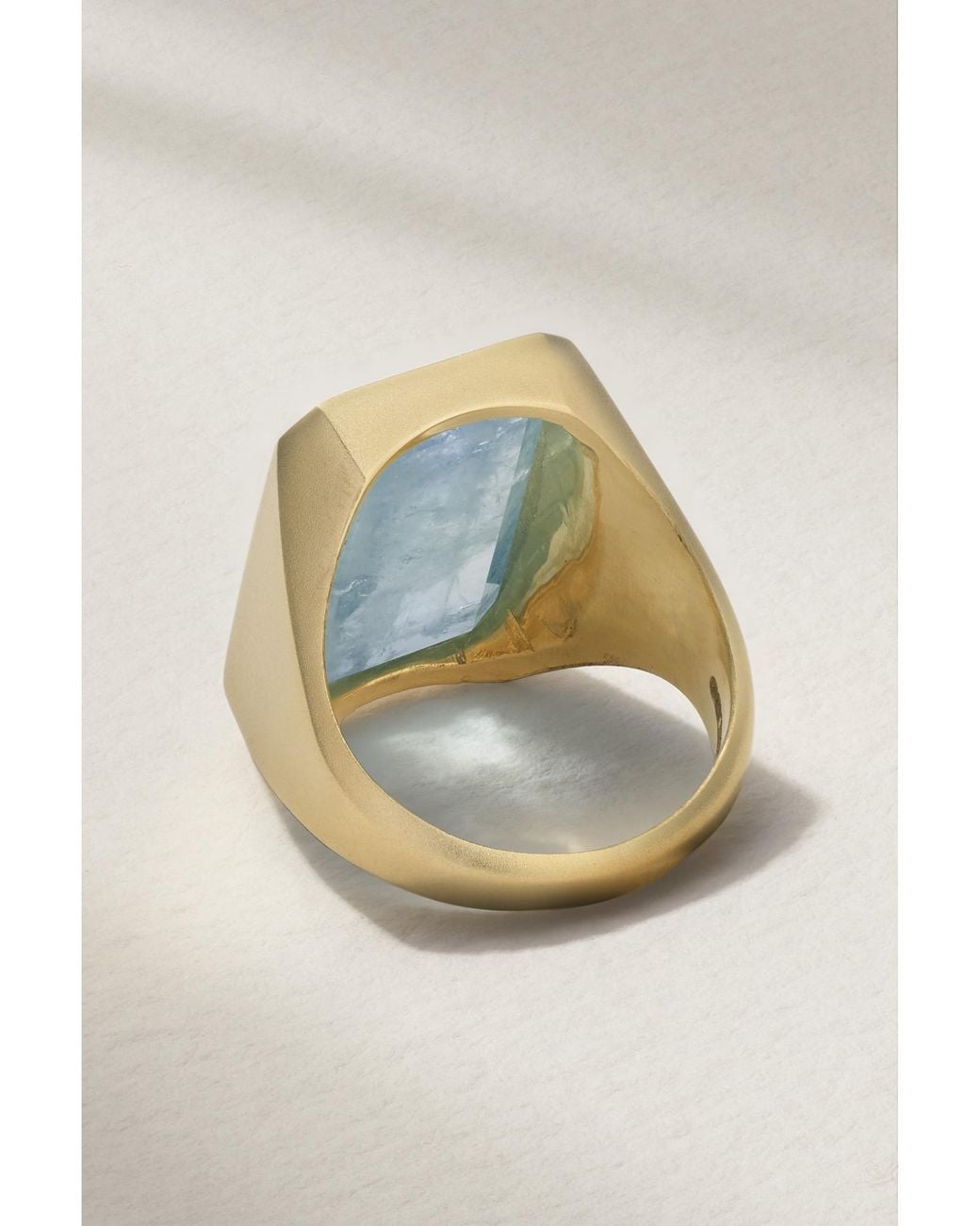 Irene Neuwirth Blue Classic Bezel Cigar 18-Karat Aquamarine Ring