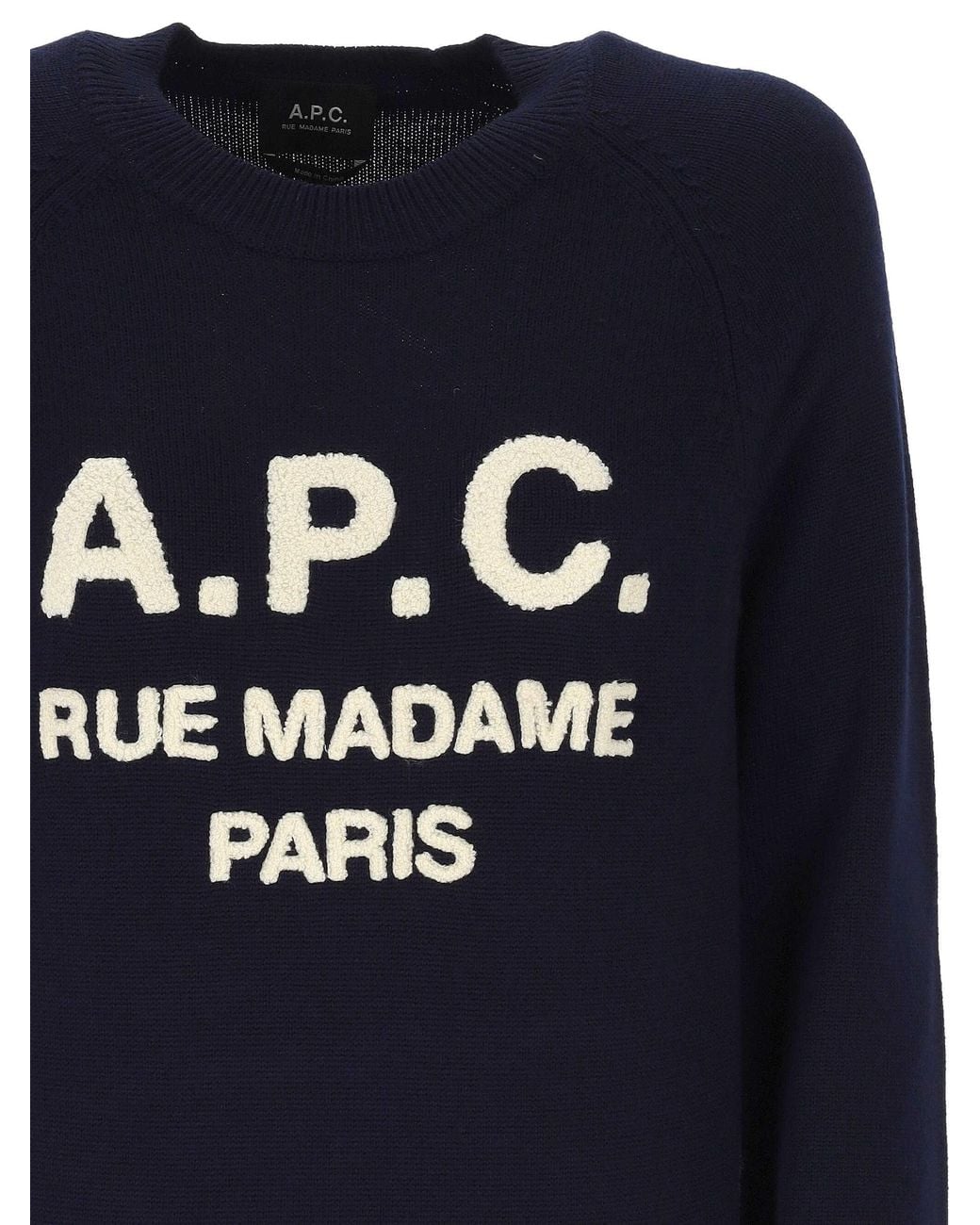 A.P.C. Blue Logo-Embroidered Raglan-Sleeve Sweater