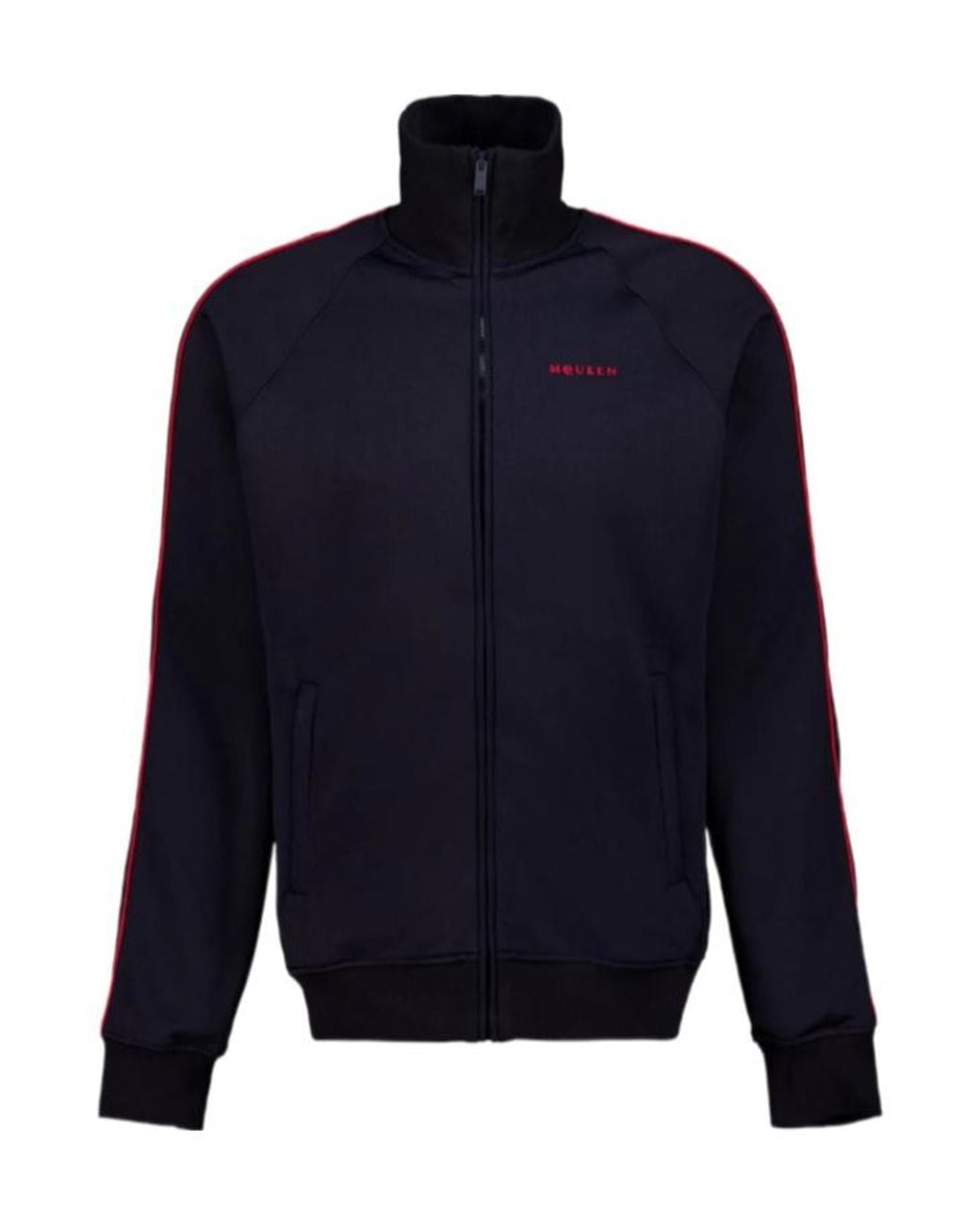 McQueen Blue Logo Embroidered Zip-Up Sweatshirt for men