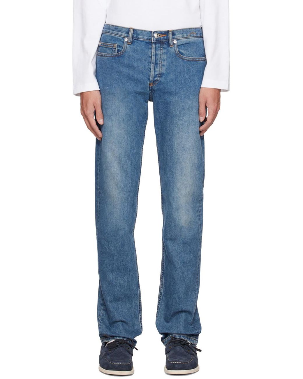 A.P.C. Blue Mid-Waist Washed Effect Jeans for men