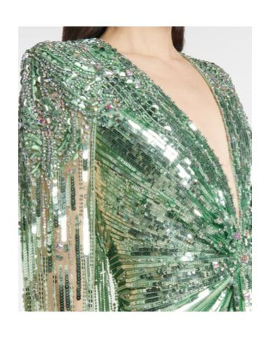 Jenny Packham Green Rush Sequined Gown