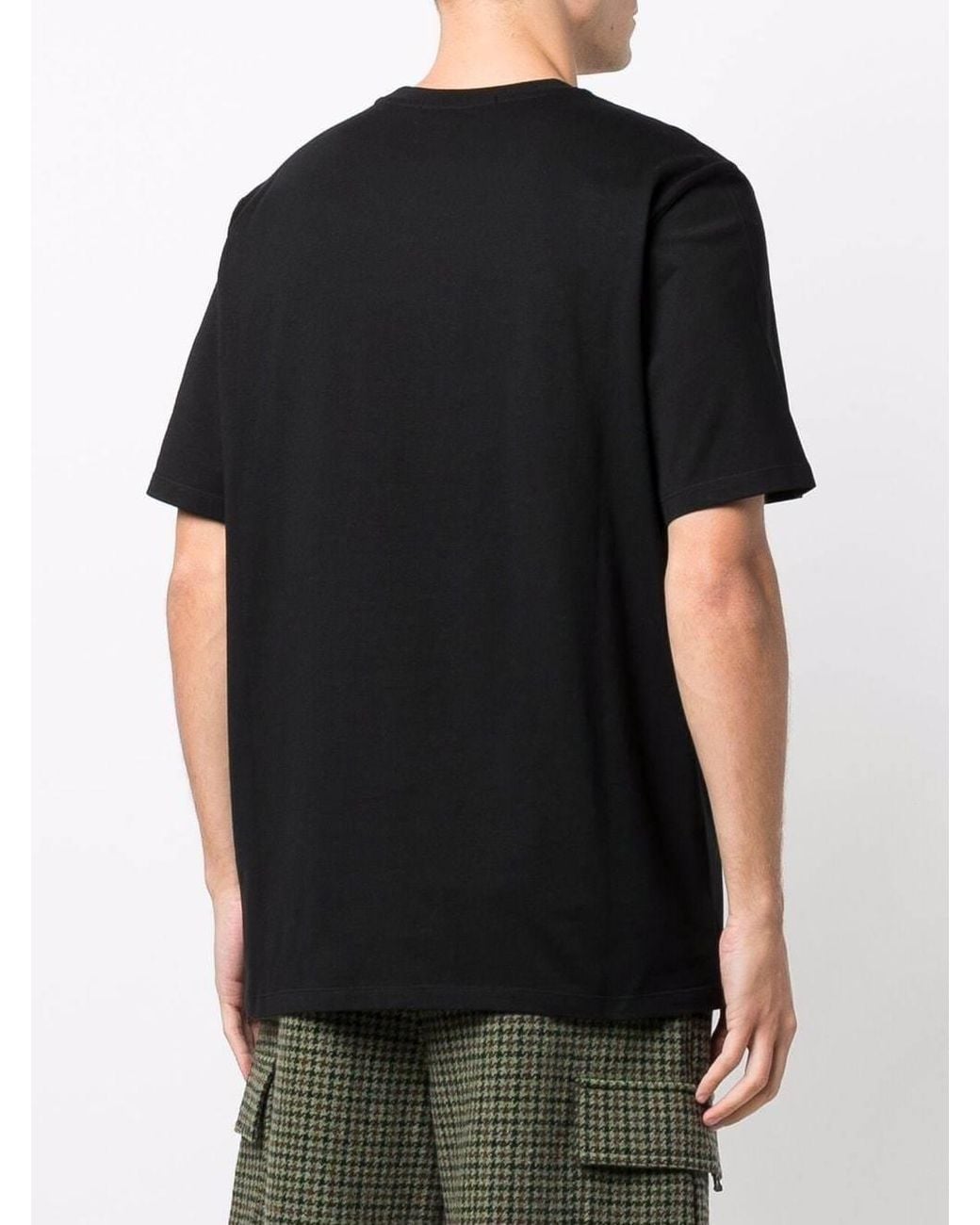 MSGM Black Logo Printed Crewneck T-Shirt for men