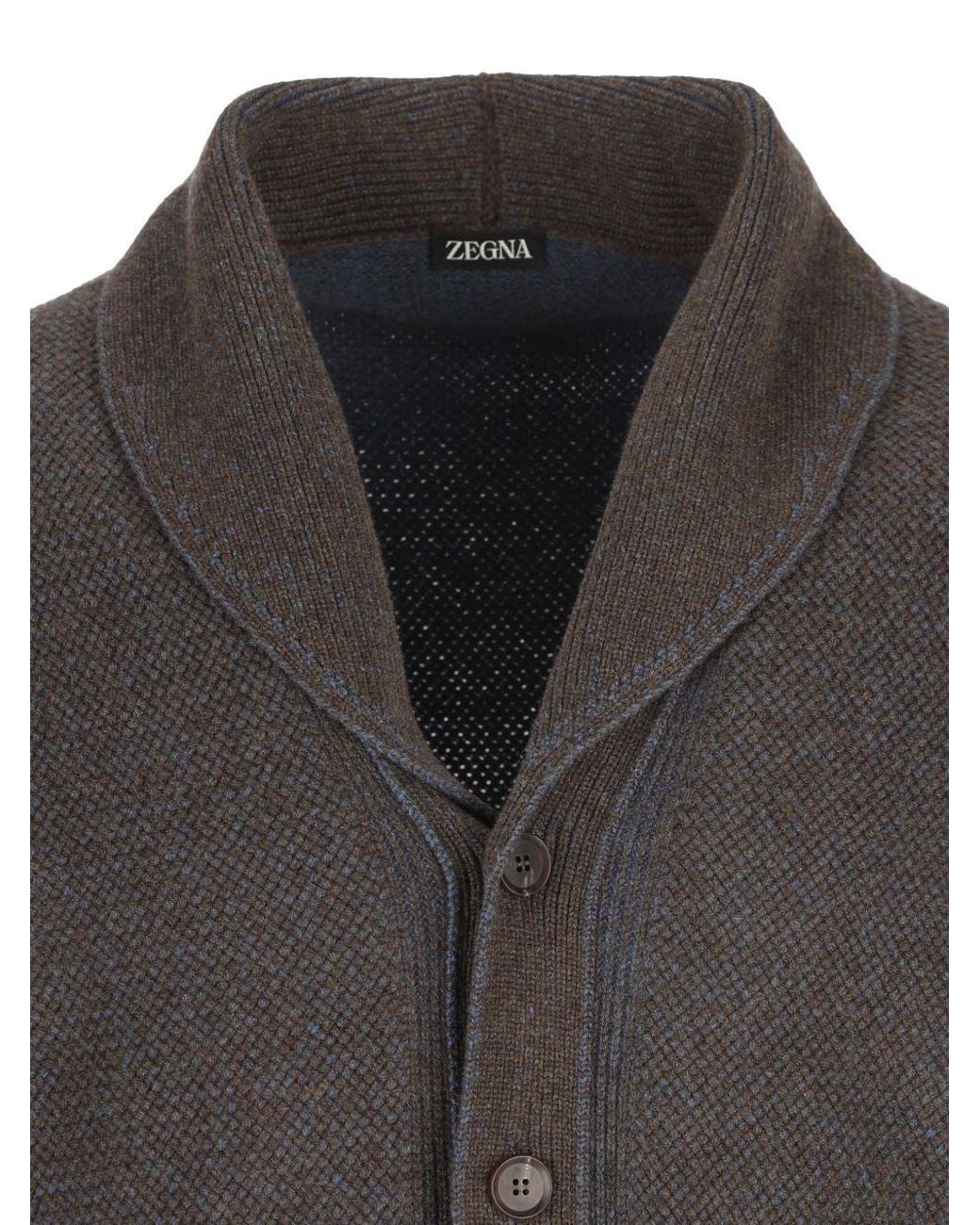 Zegna Gray Mélange Shawl Collar Cardigan for men