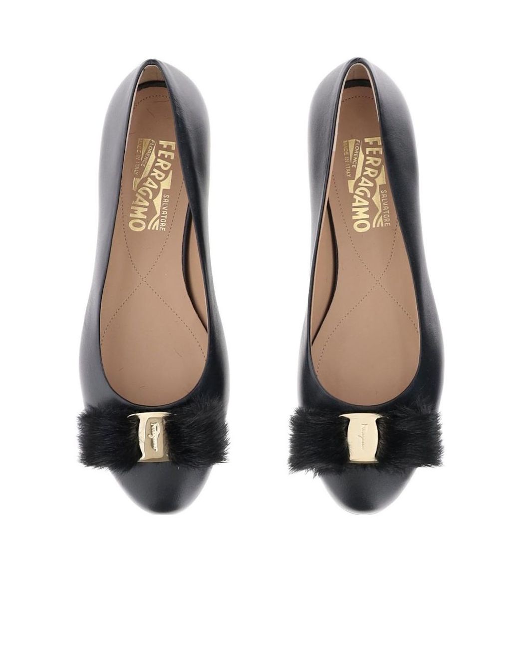 Ferragamo Brown Round-Toed Ballet Flats