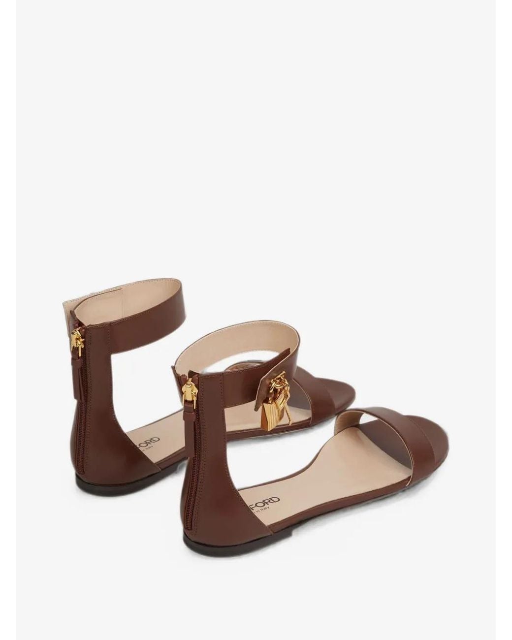 Tom Ford Brown Leather Flat Sandals