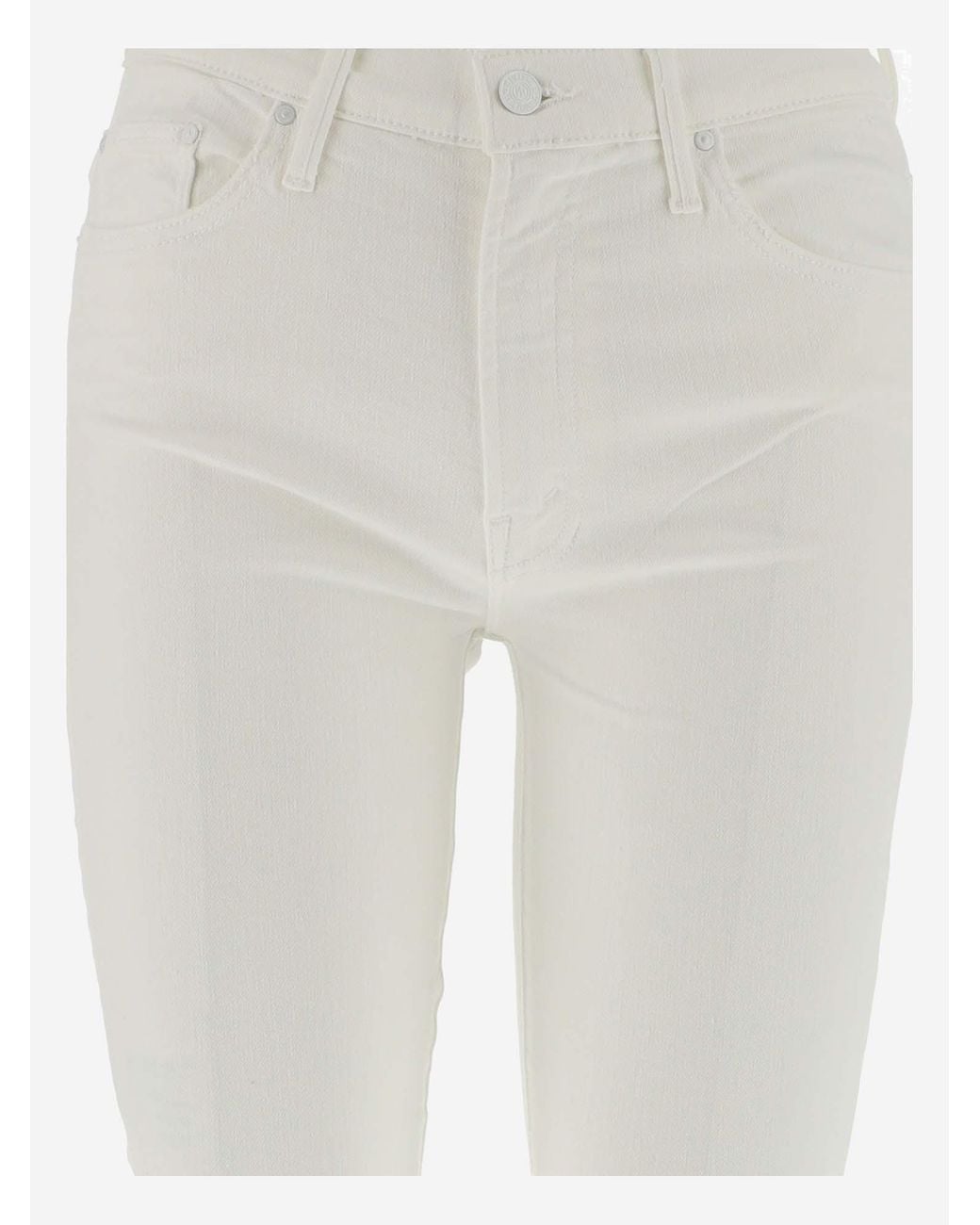 Mother White The Insider Frayed Edge Cropped Trousers