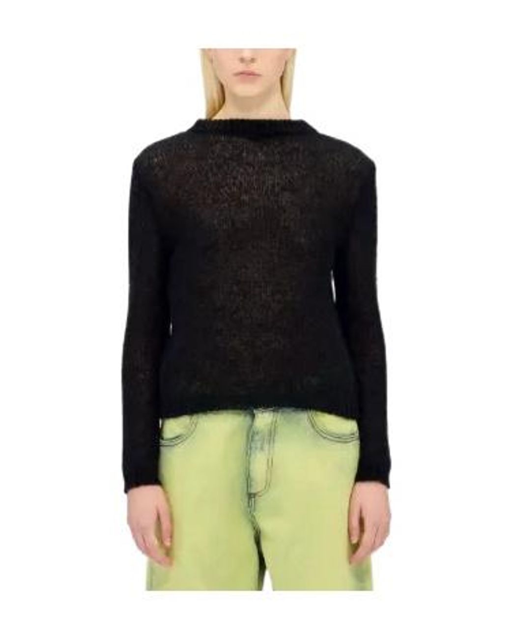 MSGM Black Round-Neck Sweater