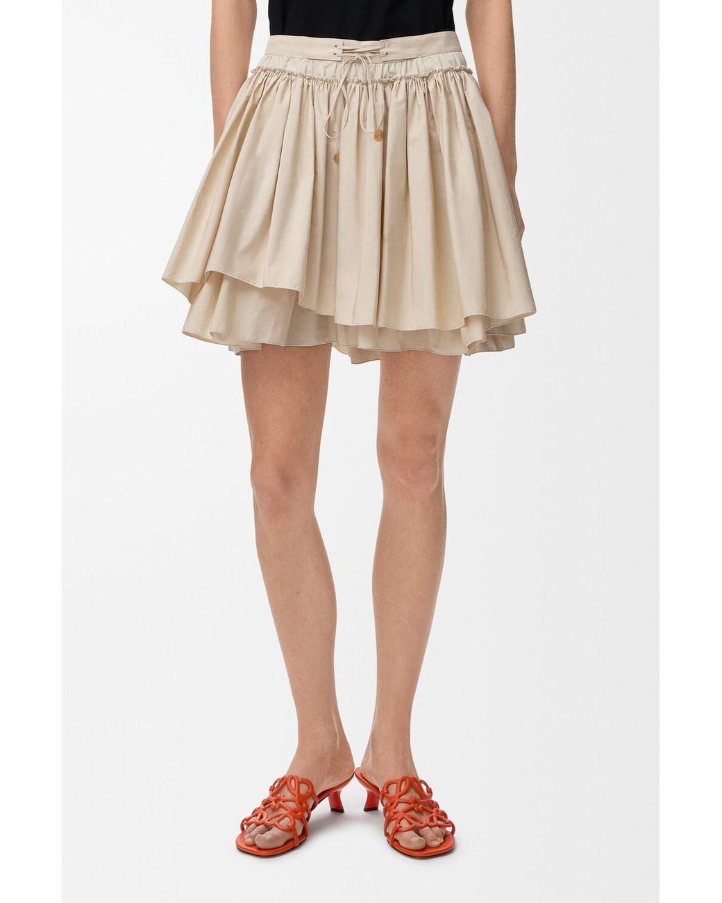 Loewe Natural Draped Drawstring Mini Skirt