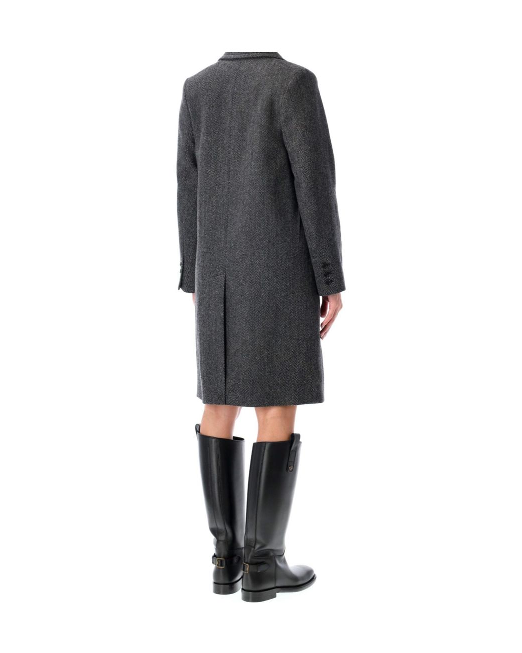 A.P.C. Black Ginny Double Breasted Knee-Length Coat