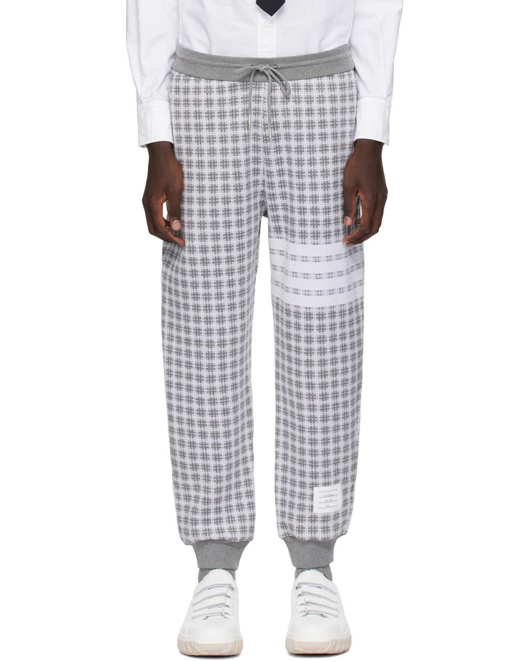 Thom Browne Black Check Jacquard 4-Bar Sweatpants for men