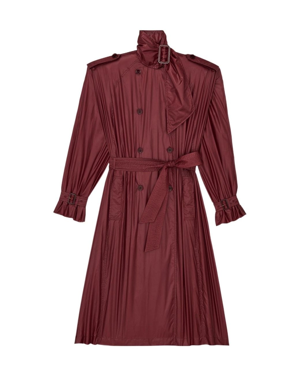 Saint Laurent Red Lavallière Double-Breasted Trench Coat
