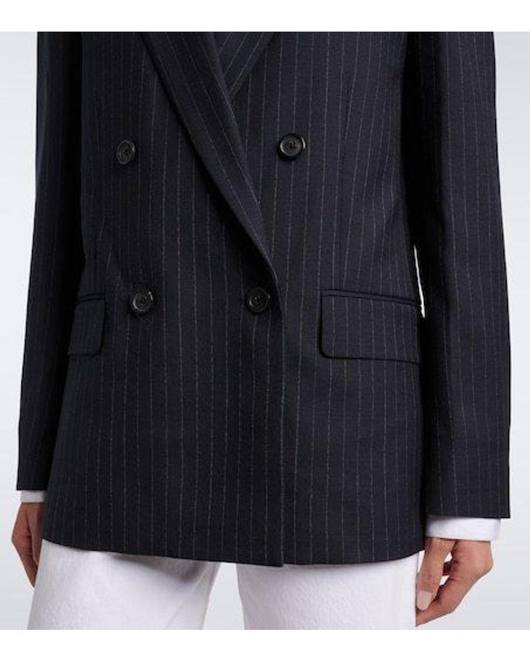 Nili Lotan Blue Leston Pinstriped Wool Blazer