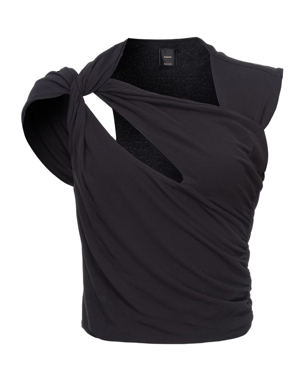 Pinko Black Asymmetric Ruched Cut-Out Top