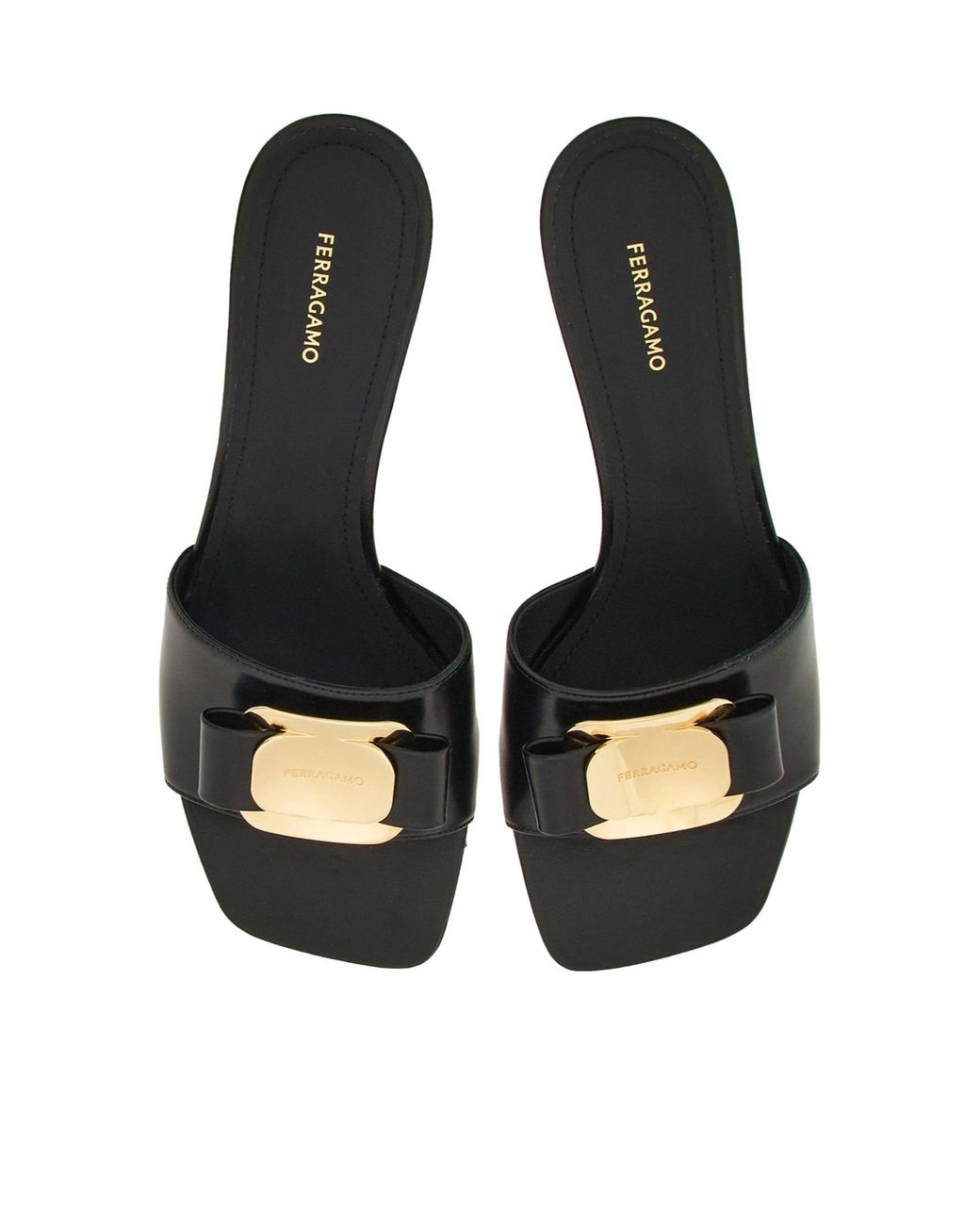 Ferragamo Black Ferragamo Bow-Detailed Slip-On Sandals