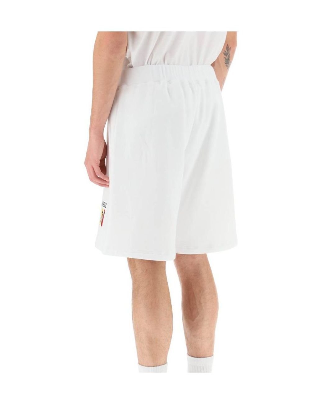 DSquared² White Logo Printed Shorts for men