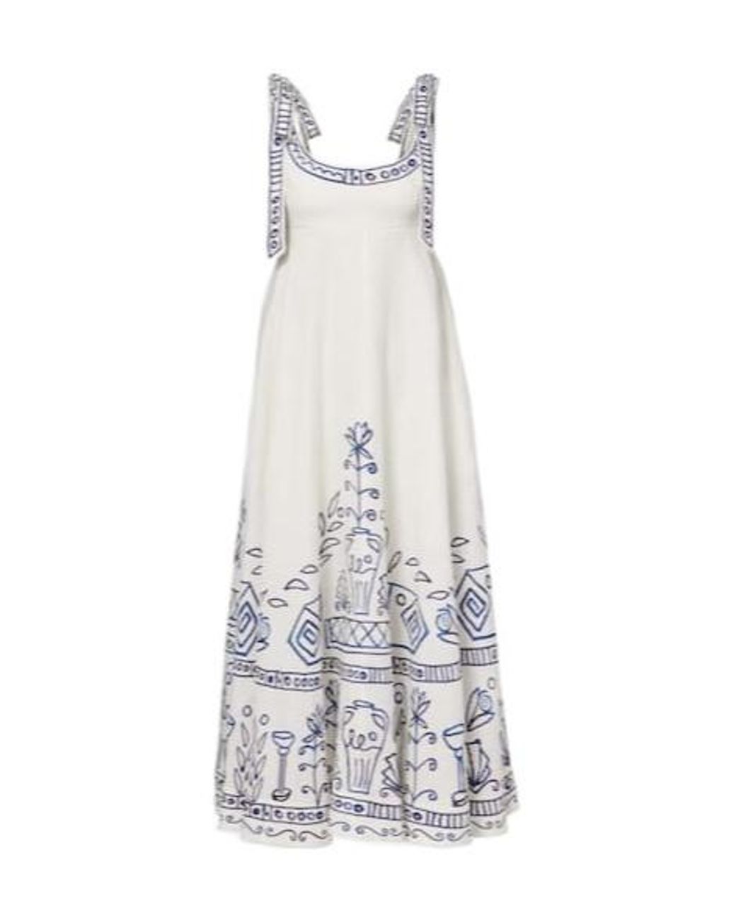 ALÉMAIS White Printed Linen Maxi Dress