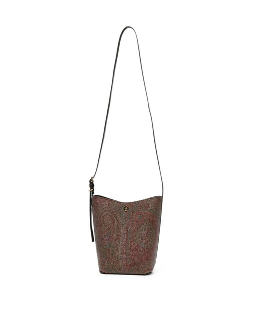 Etro White Paisley Bucket Shoulder Bag