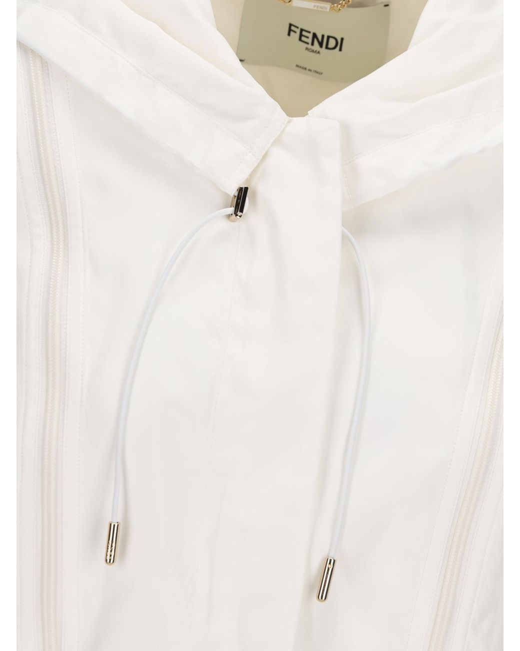 Fendi White Double-Zip Hooded Jacket