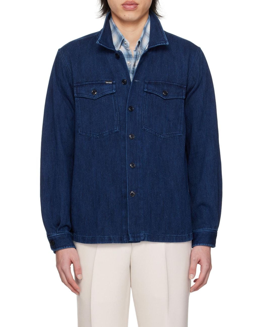Tom Ford Blue Straight Hem Denim Shirt for men