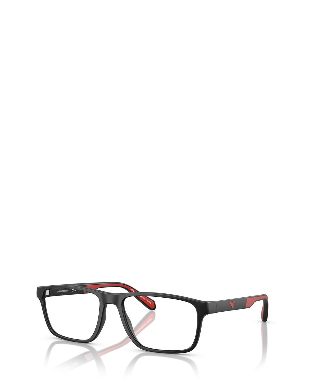 Emporio Armani White Matte Effect Rectangular Frame Glasses for men