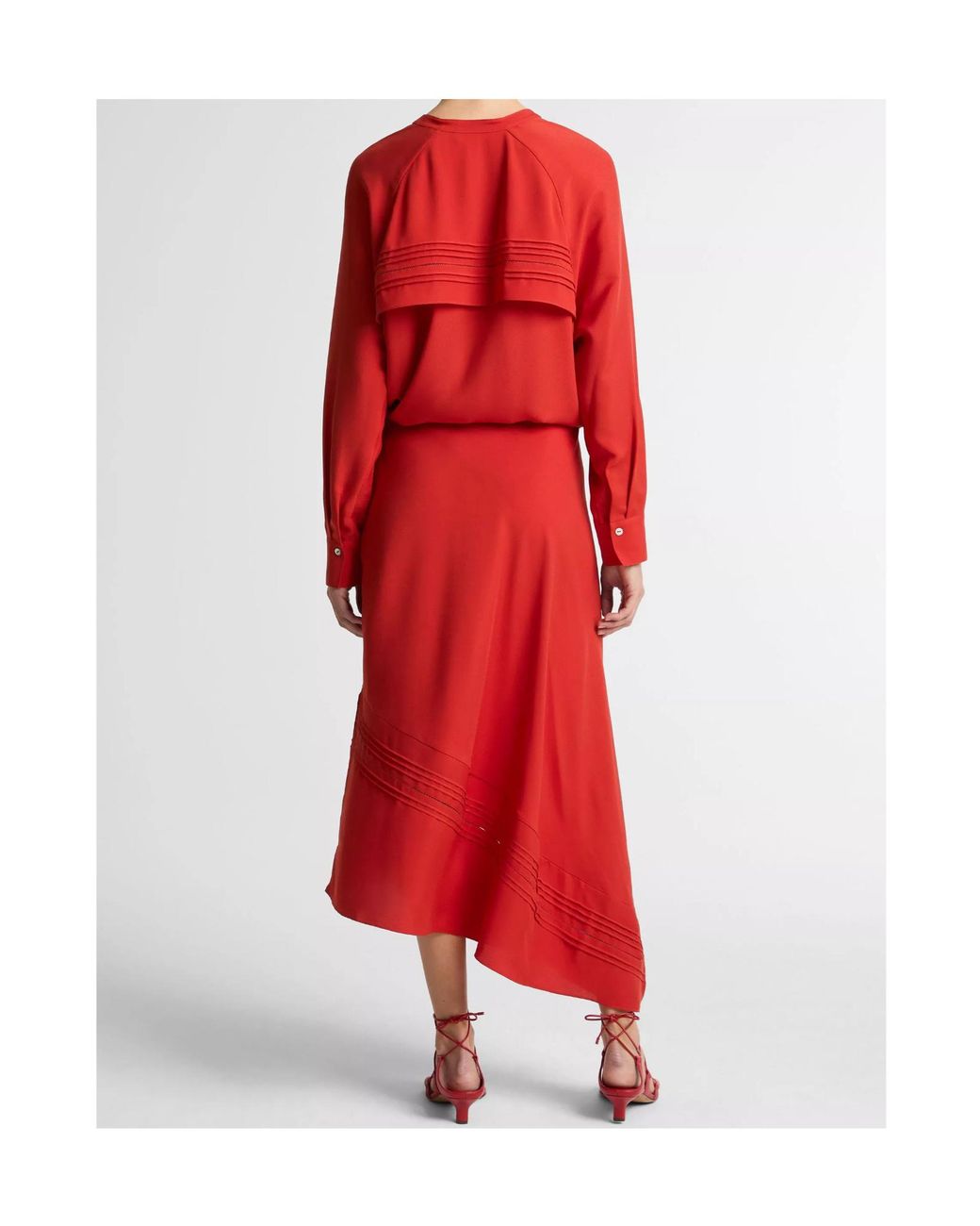 Vince Red Pintuck Slip Skirt