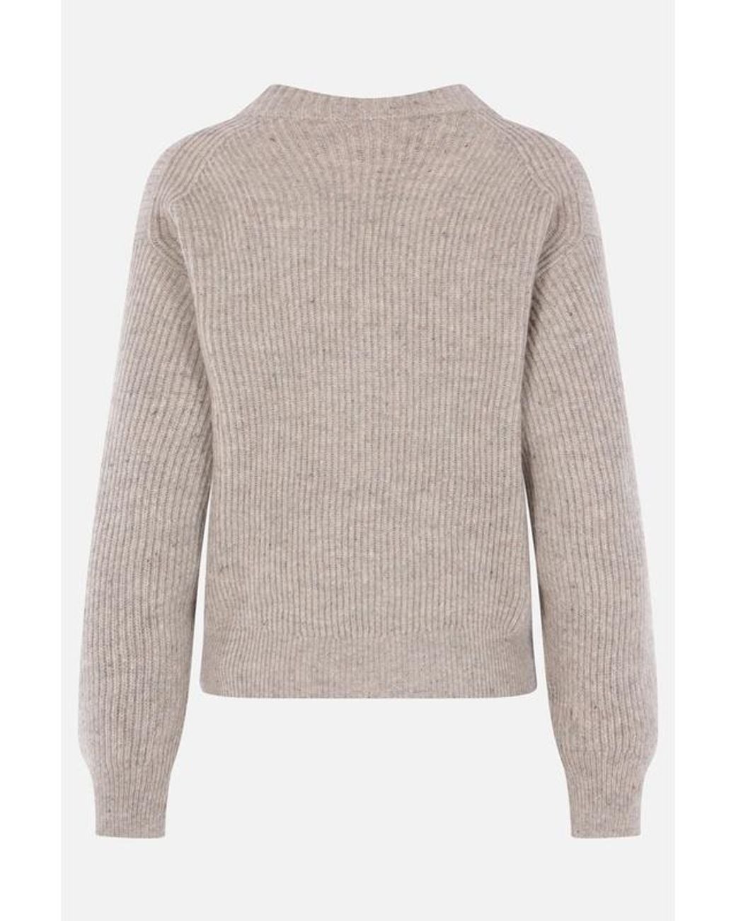 Brunello Cucinelli Gray Long-Sleeved V-Neck Jumper