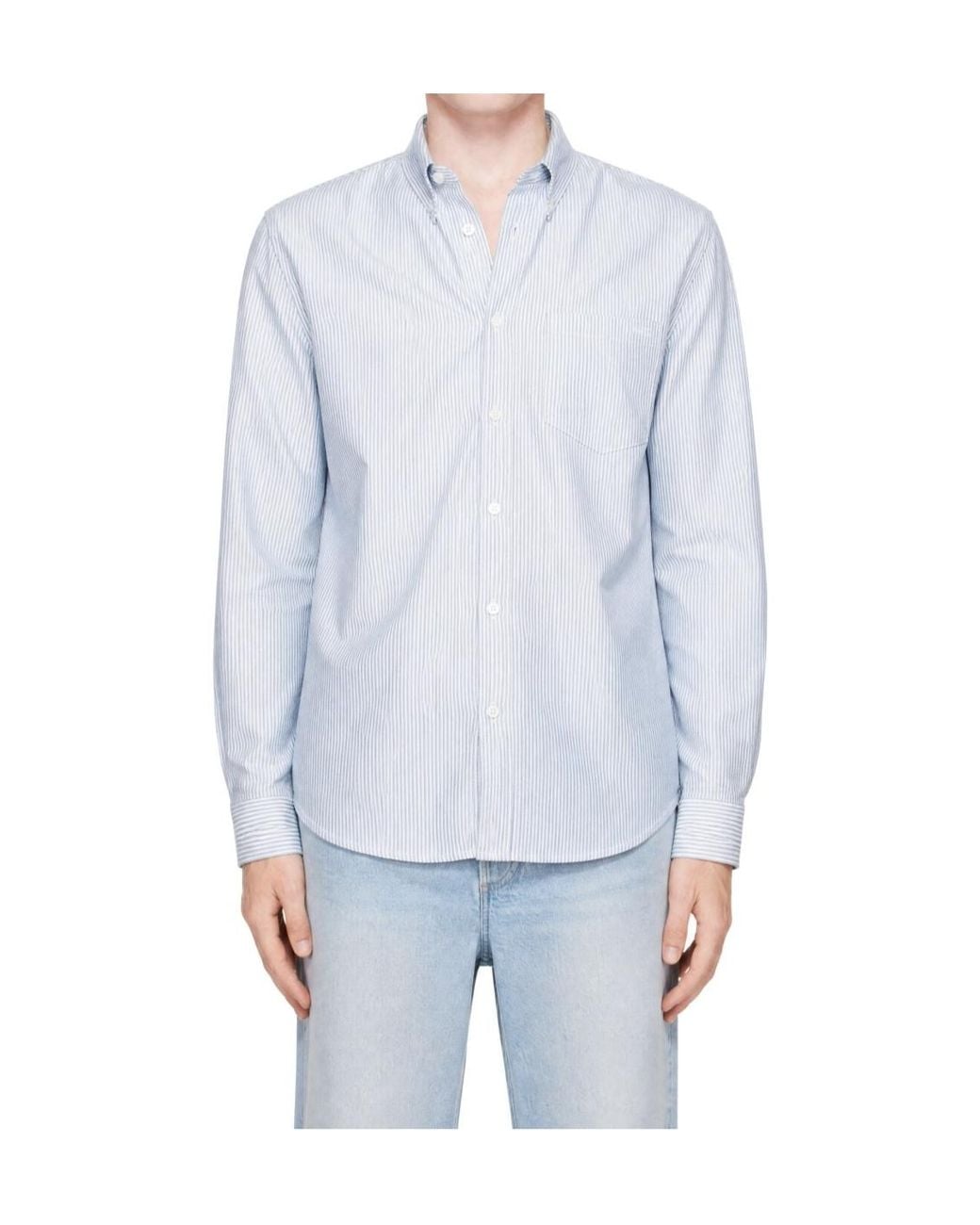 A.P.C. White Striped Button-Down Shirt for men