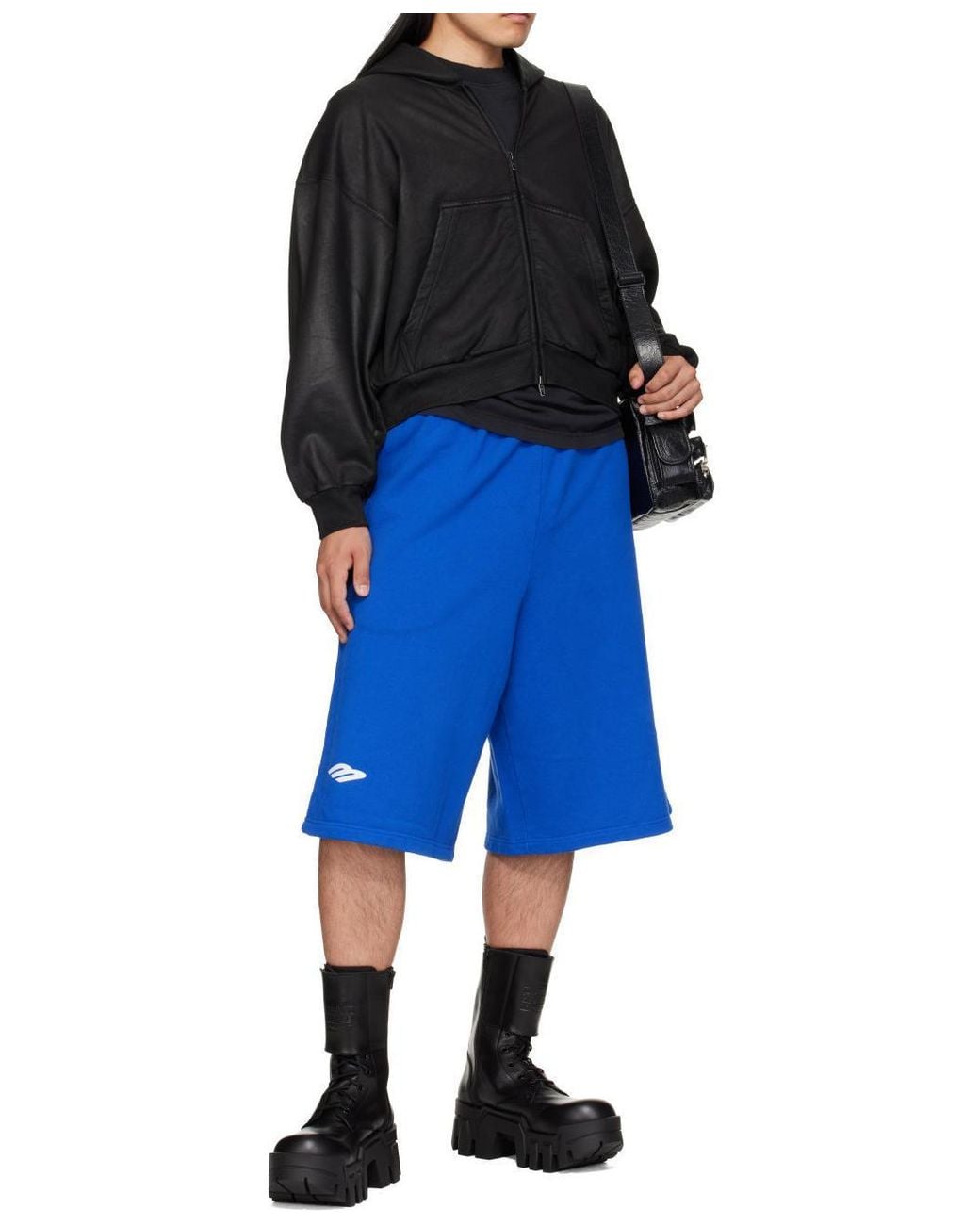 Balenciaga Black Cropped Zip-Up Hoodie for men
