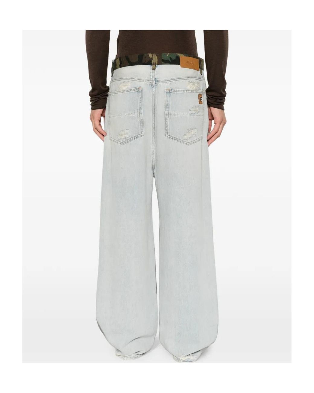 Amiri Gray Repaired Baggy Jeans for men
