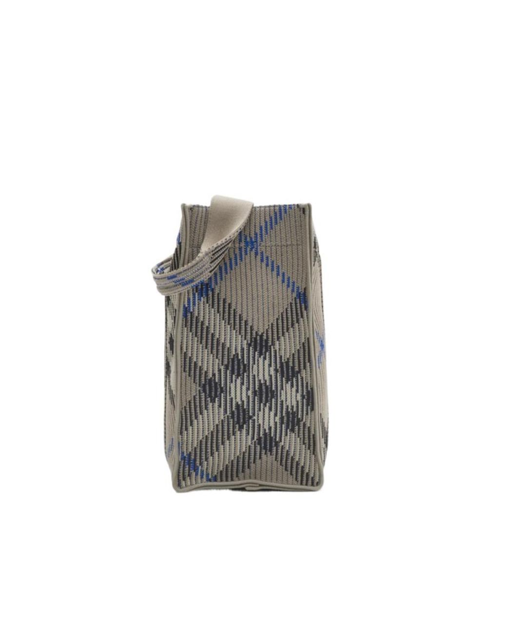 Burberry Gray Small Check Knitted Tote Bag