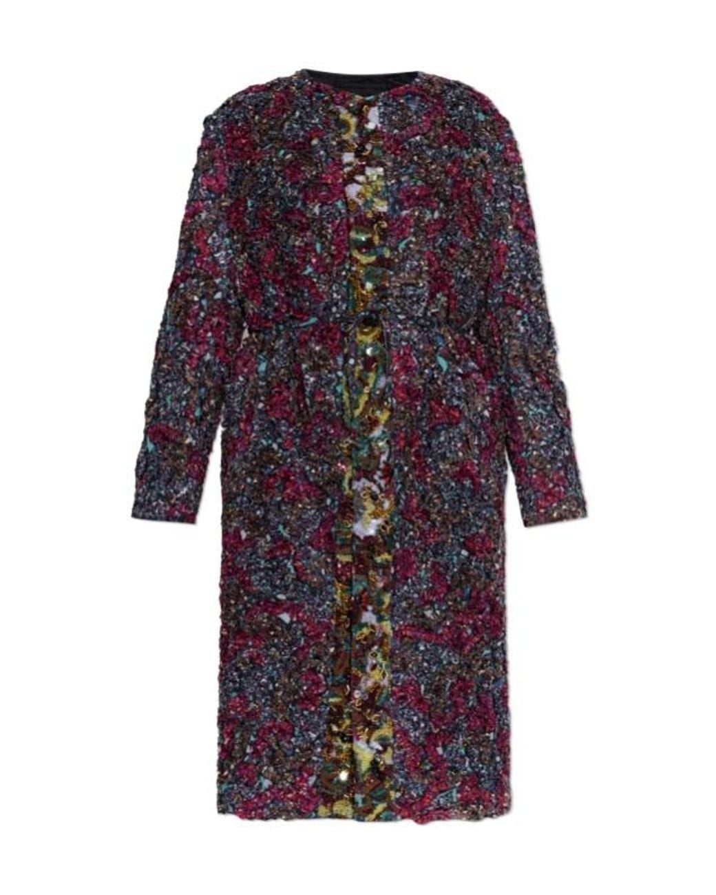 Dries Van Noten Blue Embroidered Coat