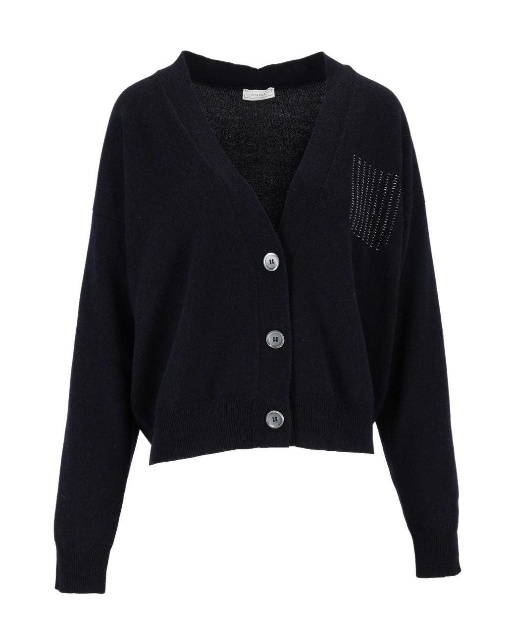 Peserico Black V-Neck Button-Up Cardigan