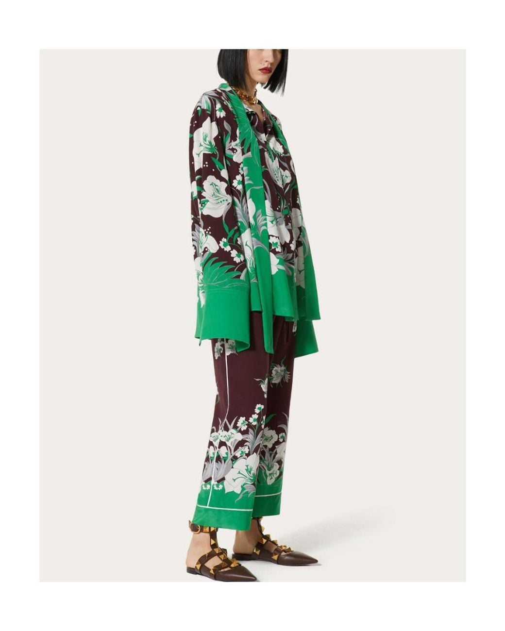 Valentino Purple Floral Printed Pajama Pants