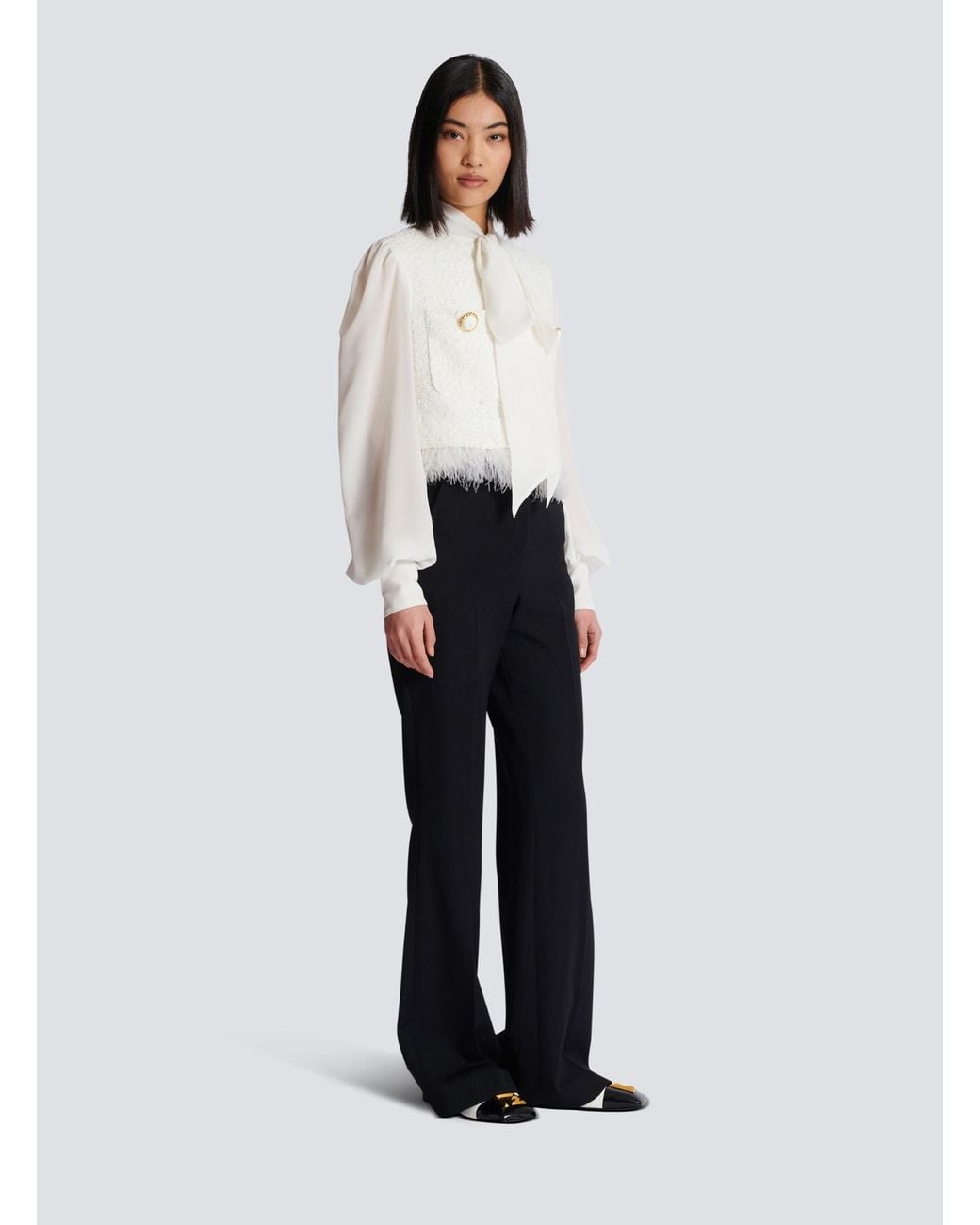 Balmain White Tweed Long Sleeved Jacket