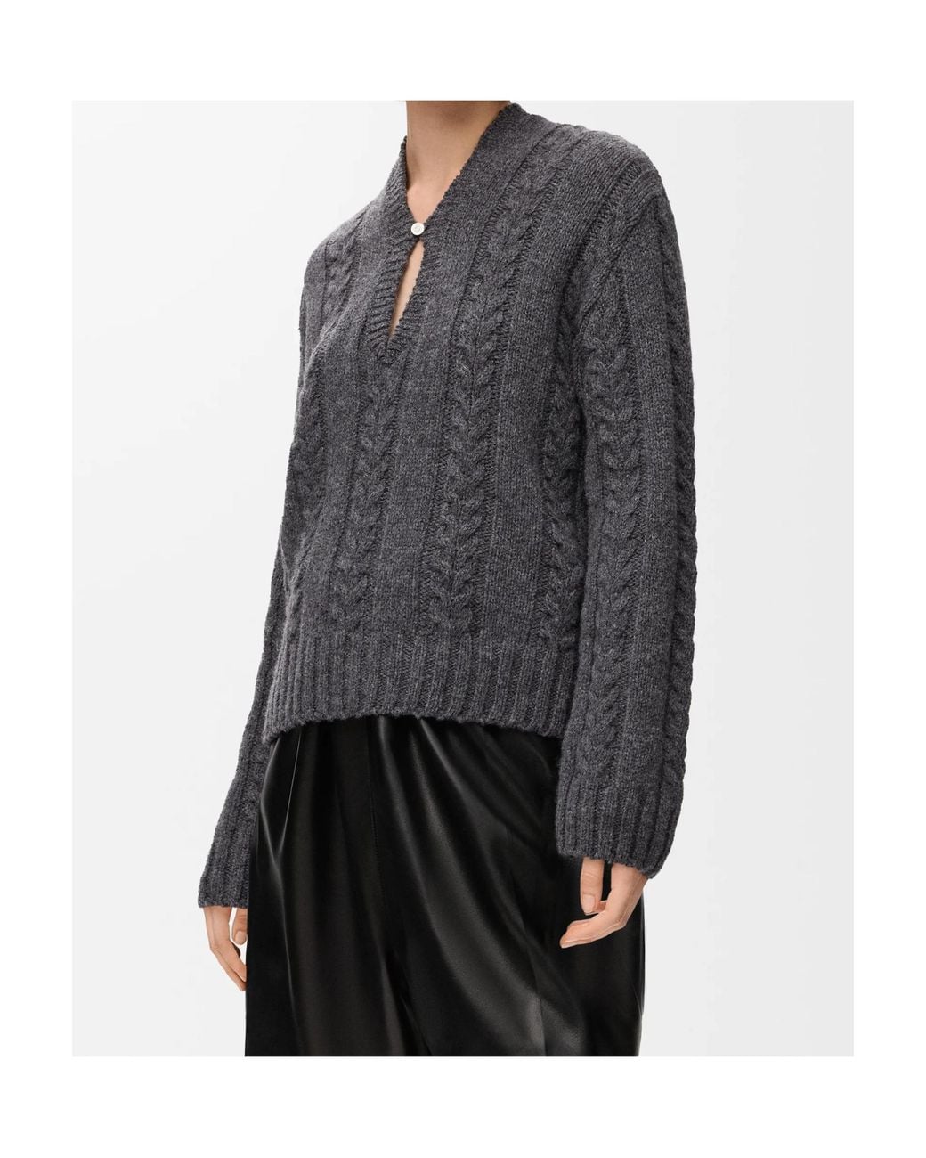 Loewe Gray V-Neck Knitted Jumper