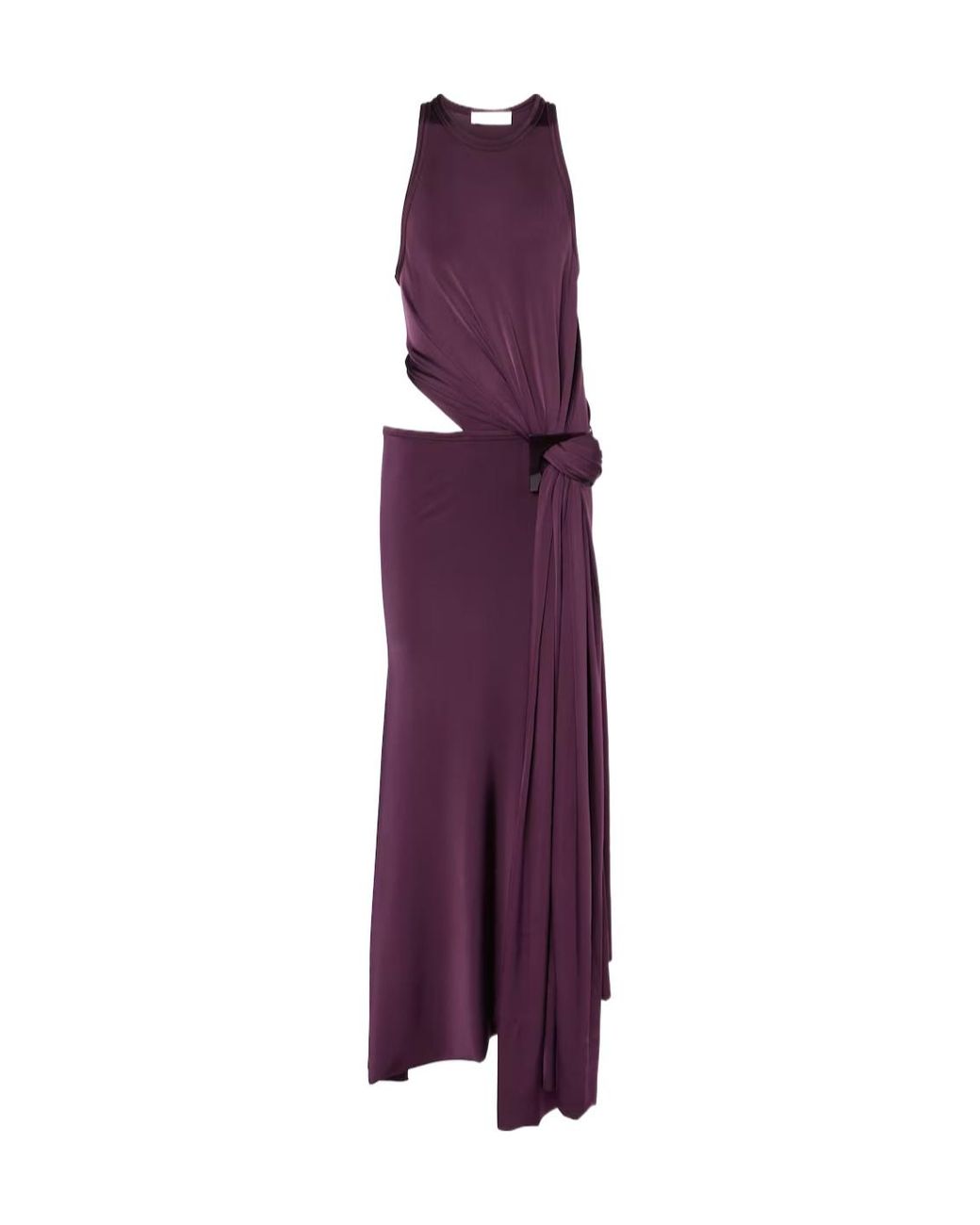 Victoria Beckham Purple Cutout Draped Jersey Midi Dress