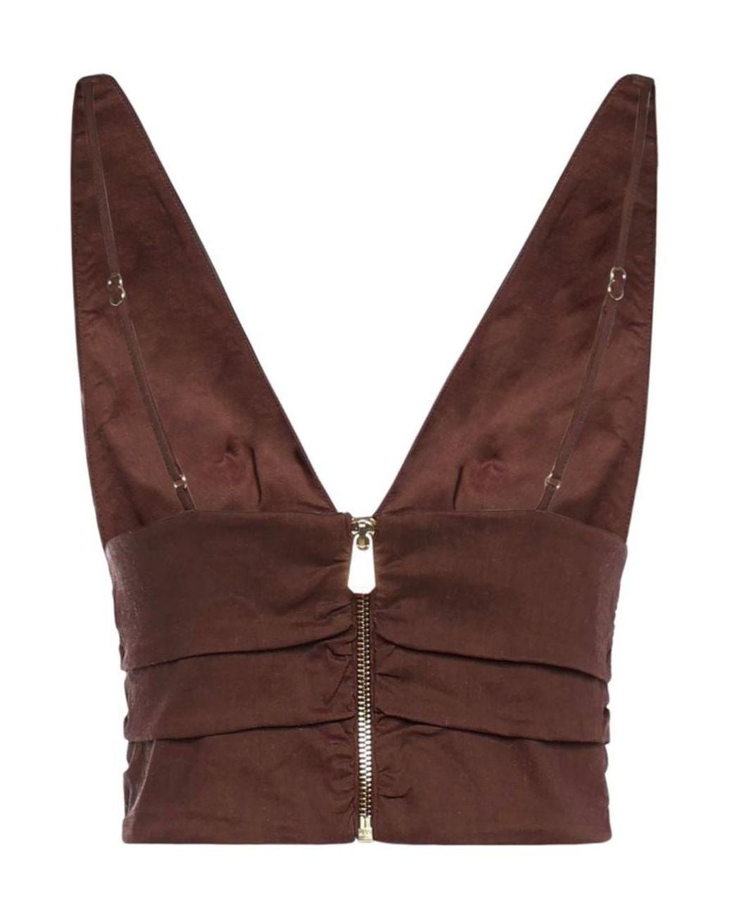Pinko Brown V-Neck Cropped Top