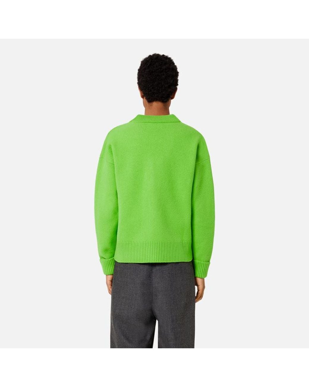 AMI Green Ami De Coeur Wool Cardigan for men