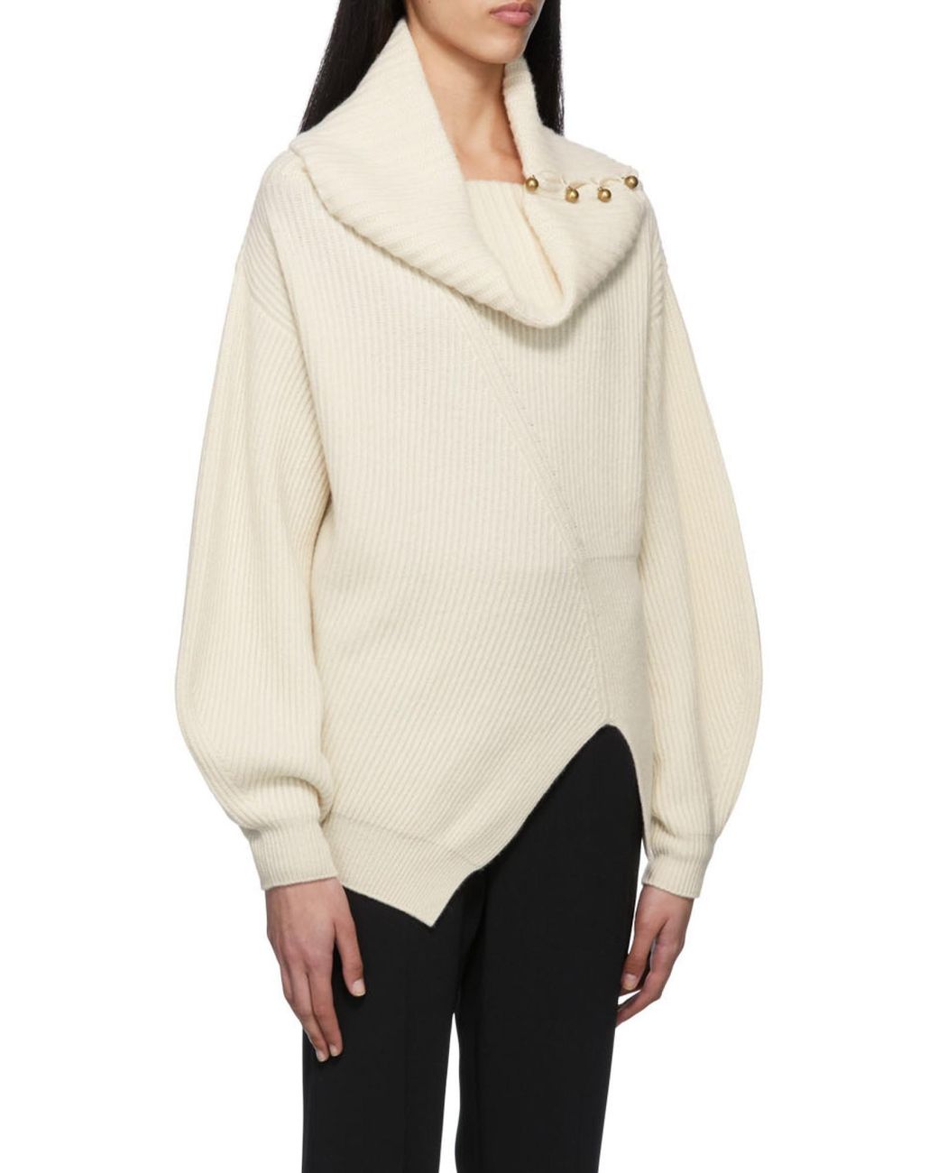 Stella McCartney White Asymmetric Button-Embellished Jumper