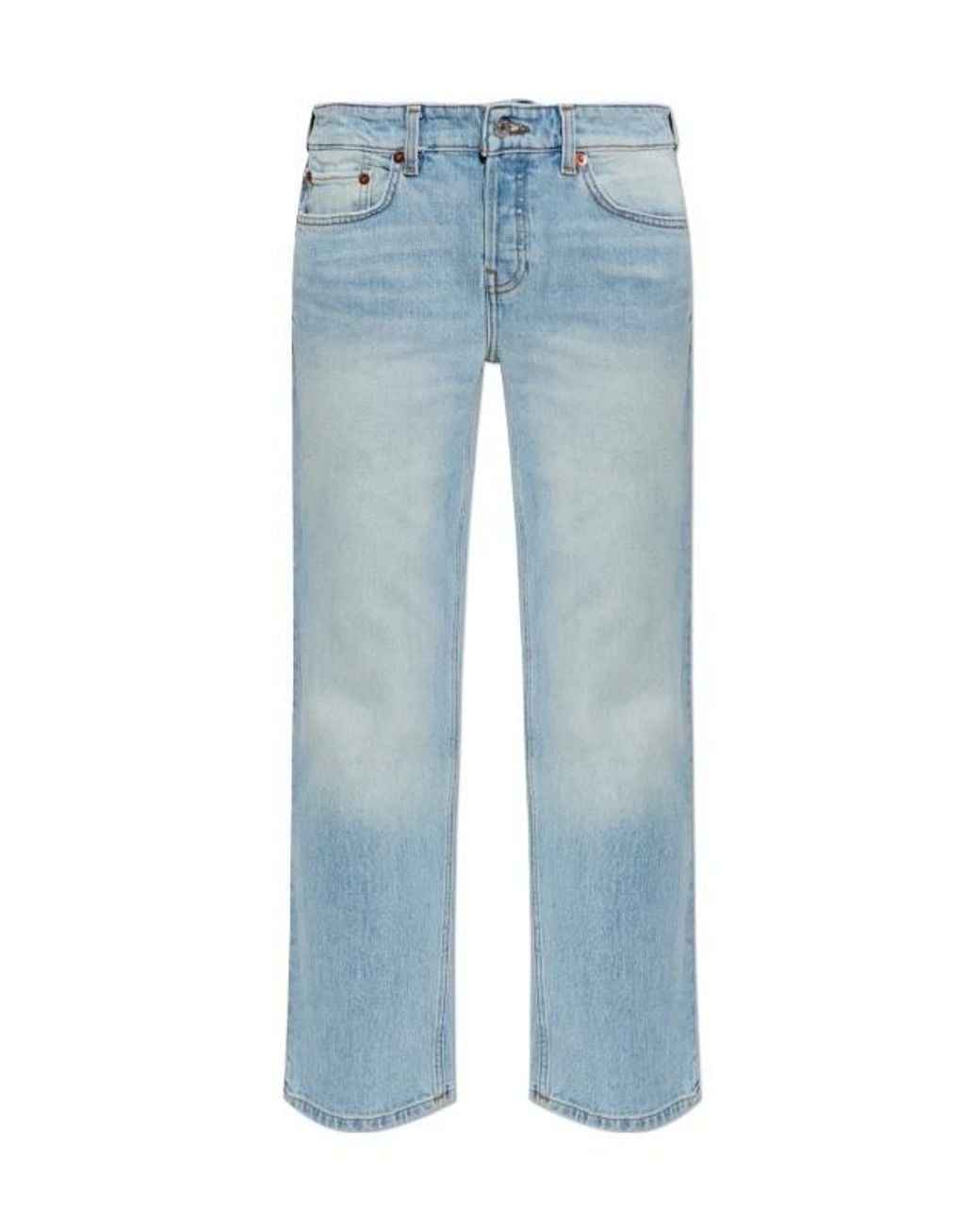 Re/done Blue Slim Straight Cropped Jeans