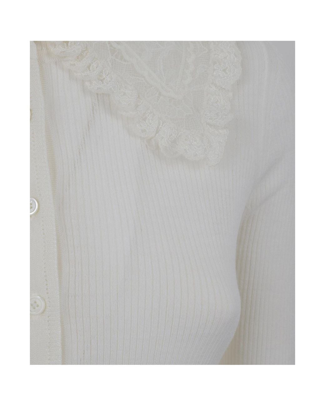 Chloé White Lace-Collar Long-Sleeve Shirt