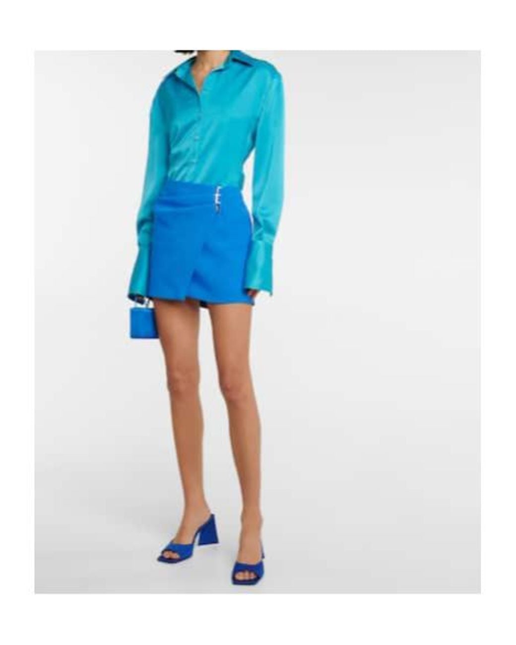 The Attico Blue Tech Crepe Mini Skirt