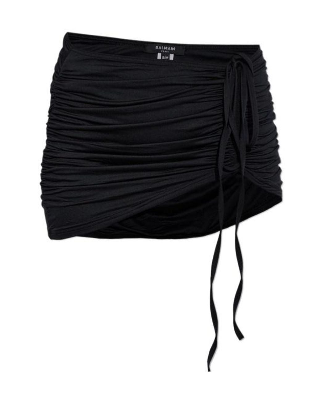 Balmain Black Drawstring Gathered Beach Skirt